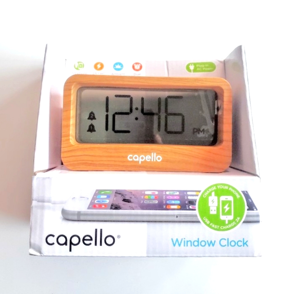 Capello Digital Alarm Clock with USB Charger